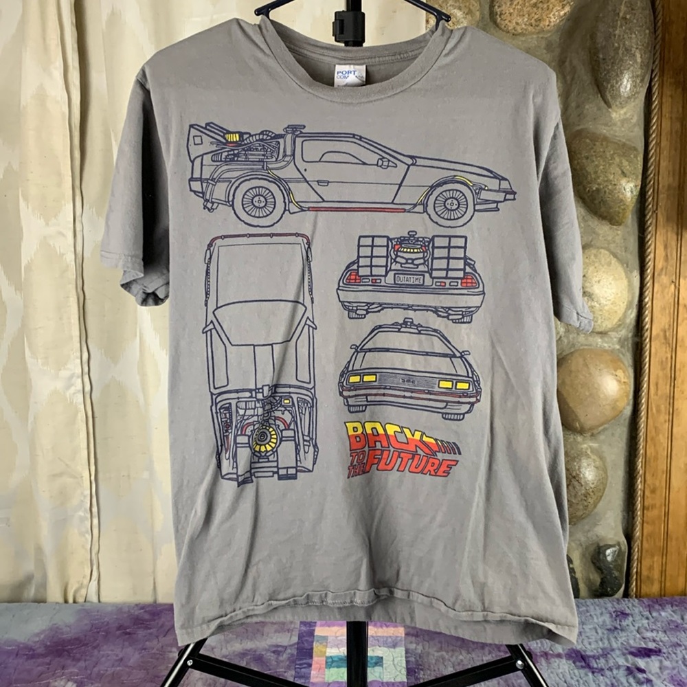 Port and Company Universal Studios Mens Medium Back To The Future Delorean tee